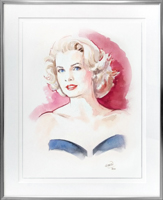 Portrait de Grace Kelly à l'aquarelle encadré