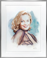 Portrait de Romy Schneider à l'aquarelle encadré