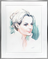 Portrait de Romy Schneider à l'aquarelle encadré