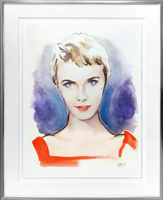 Portrait de Jean Seberg à l'aquarelle encadré