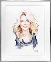 Portrait de Michelle Pfeiffer à l'aquarelle encadré