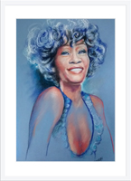 Portrait de Whitney Houston au pastel encadré