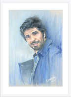 Portrait de Patrick Fiori au pastel encadré