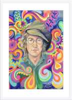 Portrait de John Lennon au pastel encadré