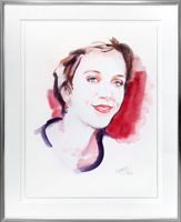 Portrait de Sara Giraudeau à l'aquarelle encadré