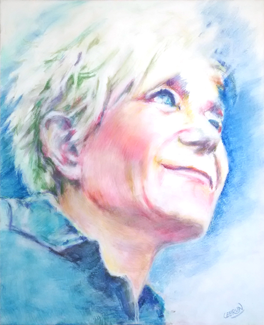 portrait au pastel sur toile